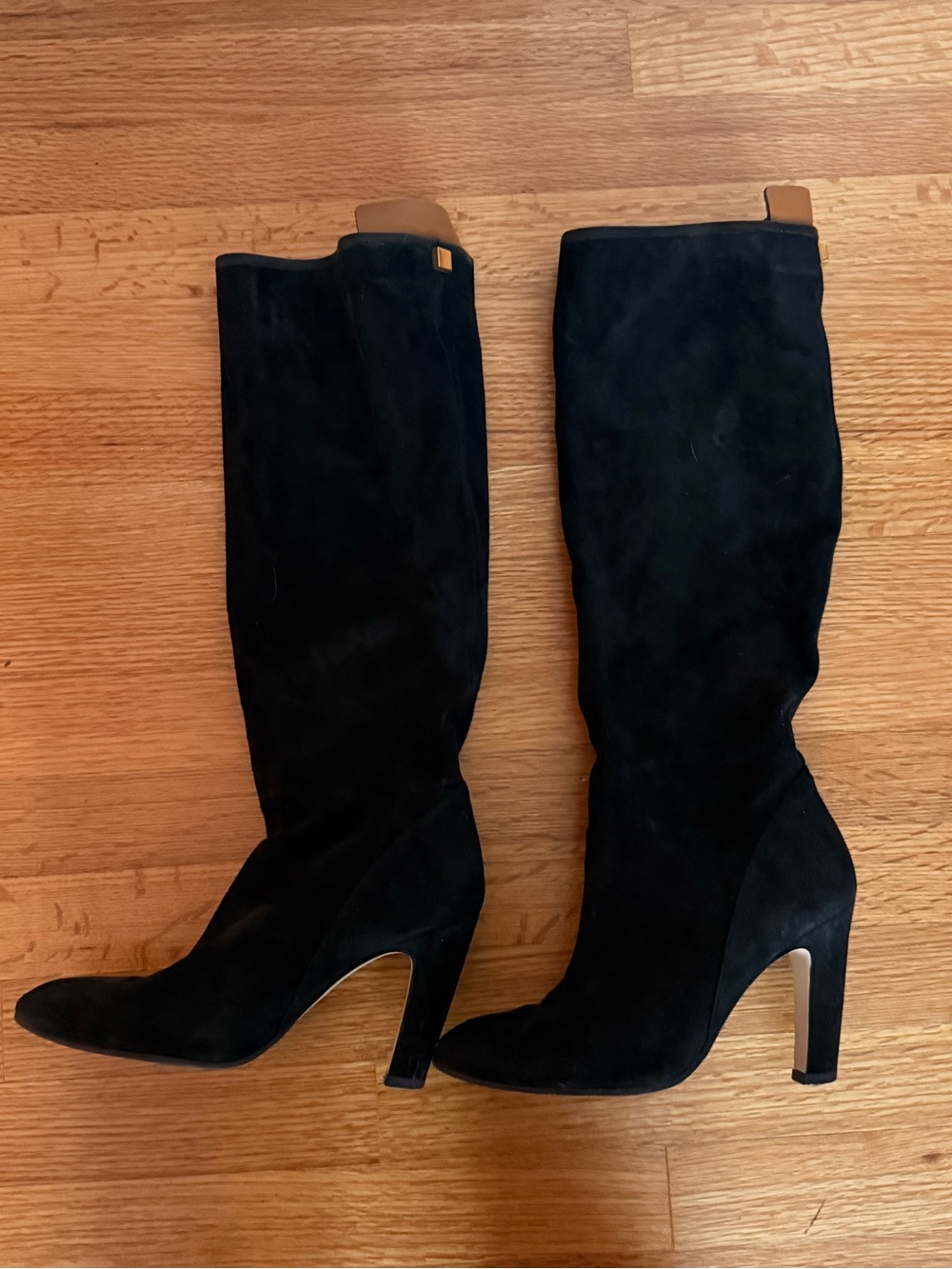 Stuart Weitzman Black Suede Knee-High Heel Boots